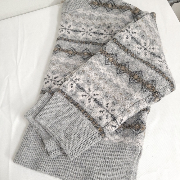 H&M Size L Gray Metallic Fair Isle Sparkle Fuzzy Wool Blend Crew Neck Pullover - Picture 12 of 12